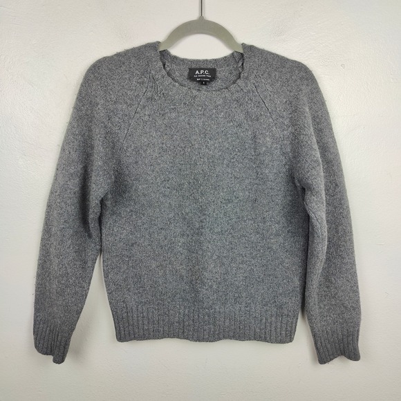 A.P.C. Sweaters - A.P.C. Sweater Womens Small Gray Knit 100% Wool Rue Madame Paris Wool Gray Crew